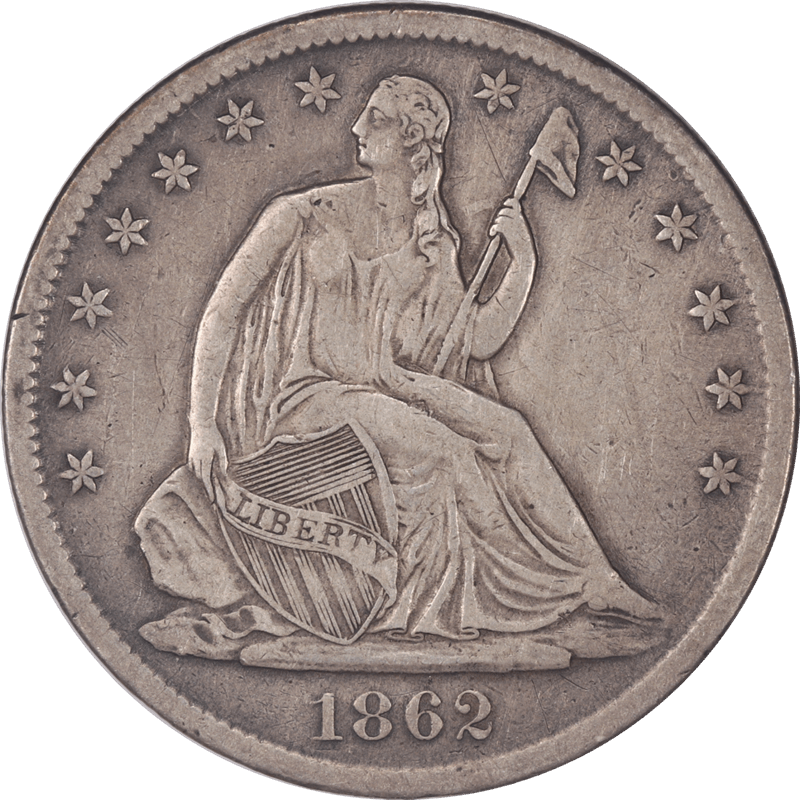 1862-S Liberty Seated Half Dollar 50c Circulated Extremely Fine - Nice Original Coin