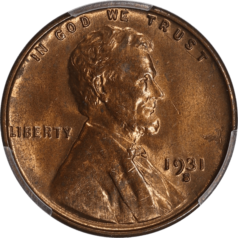 1931-S Lincoln Wheat Cent 1c, PCGS MS64 RB