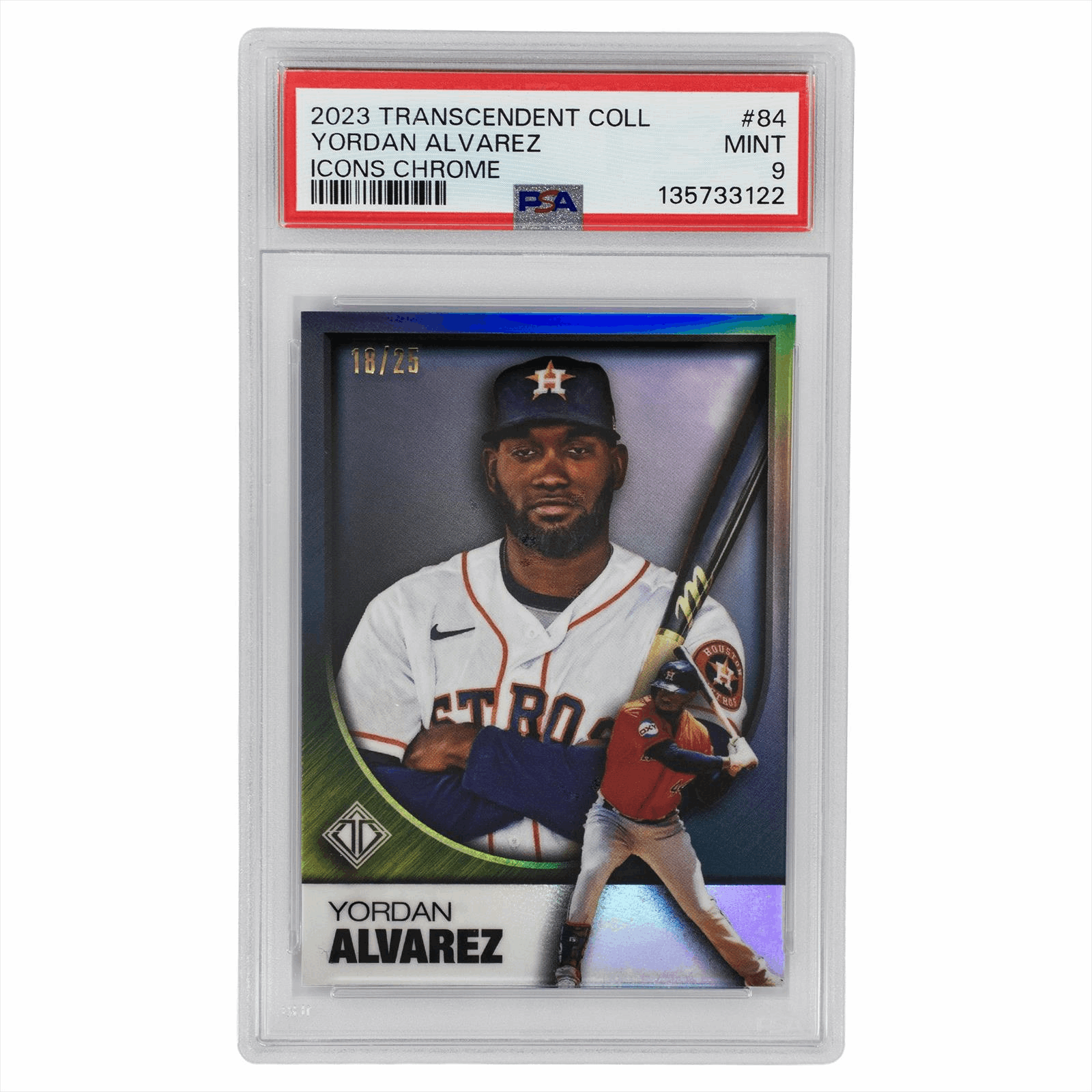 2023 Topps Transcendent Collection Icons Chrome Yordan Alvarez #84 PSA MINT 9 Cert #135733122