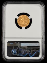 1925 D $2.5 Gold Mint Error Obverse Struck Thru Bill Fivaz Signature Label NGC MS64