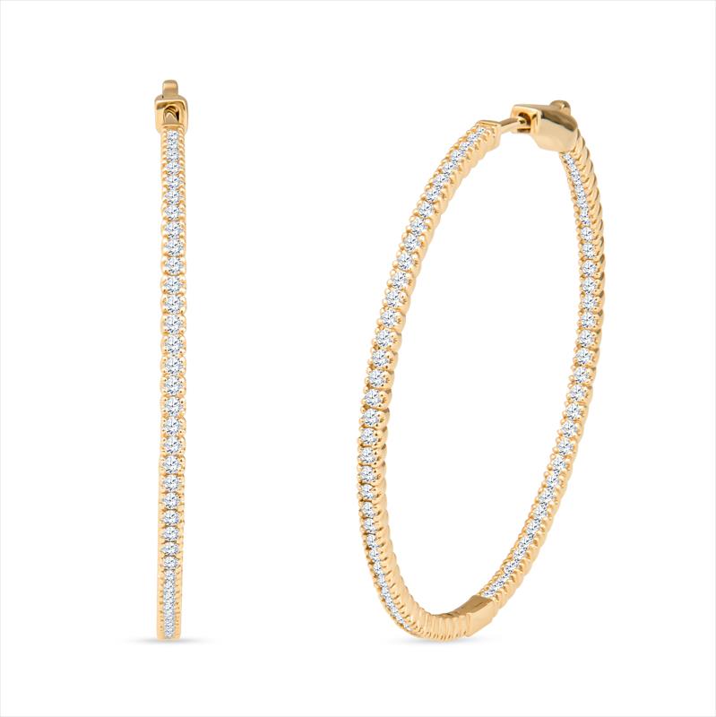 1.55cttw Diamond Inside Out Hoops, 14k Yellow Gold 1.5 