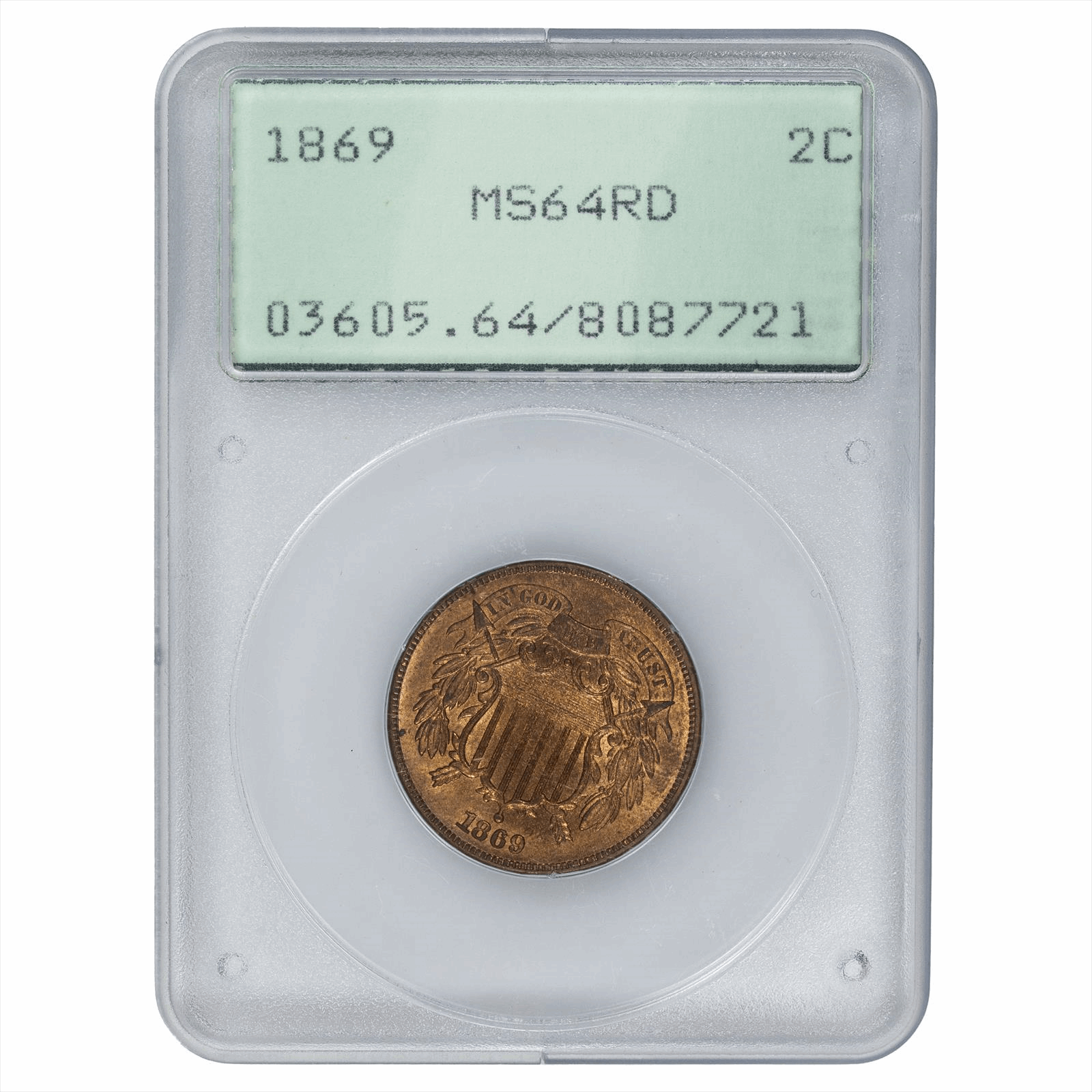 1869 2C Two Cent PCGS MS64RD 