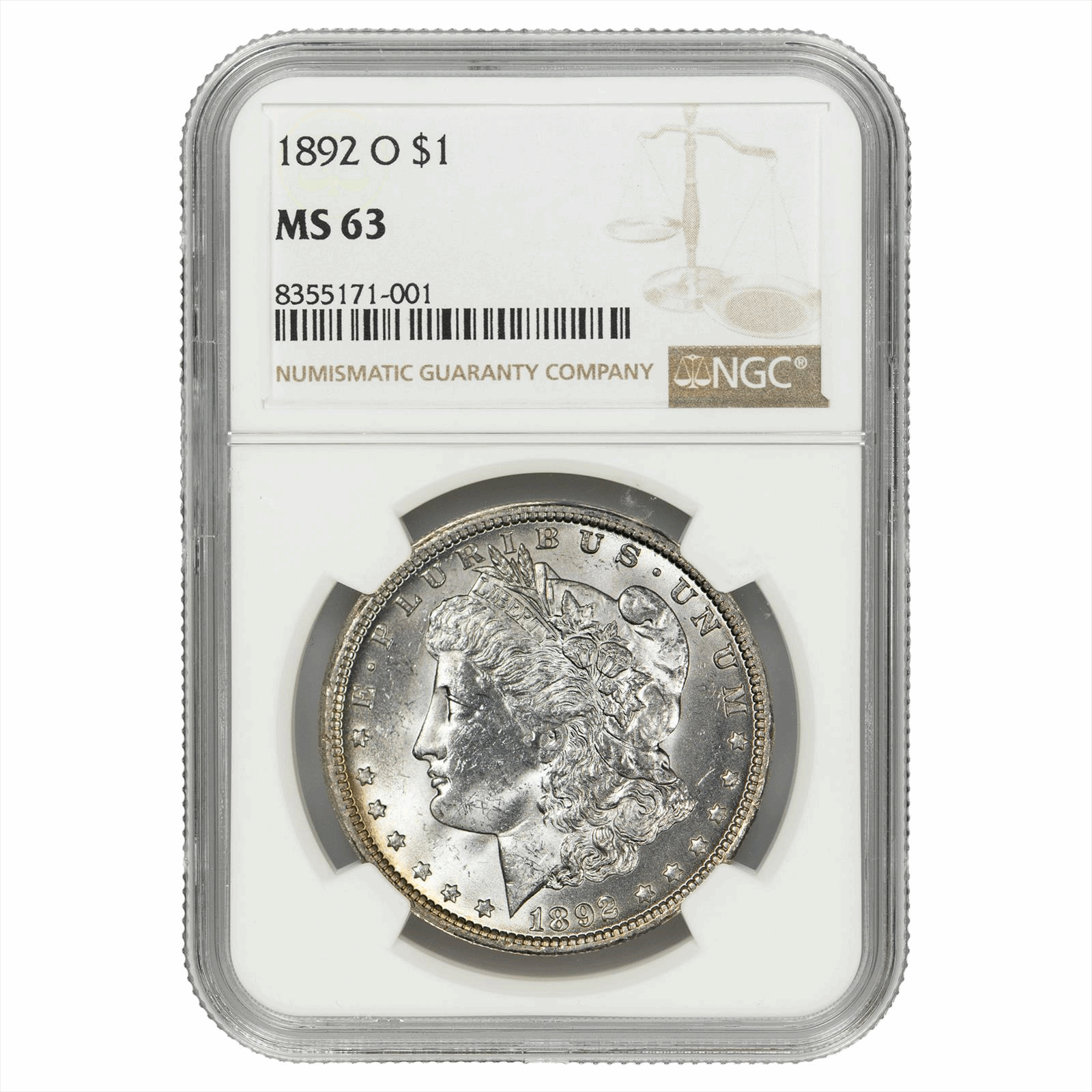 1892-O Morgan Silver Dollar $1 NGC MS 63