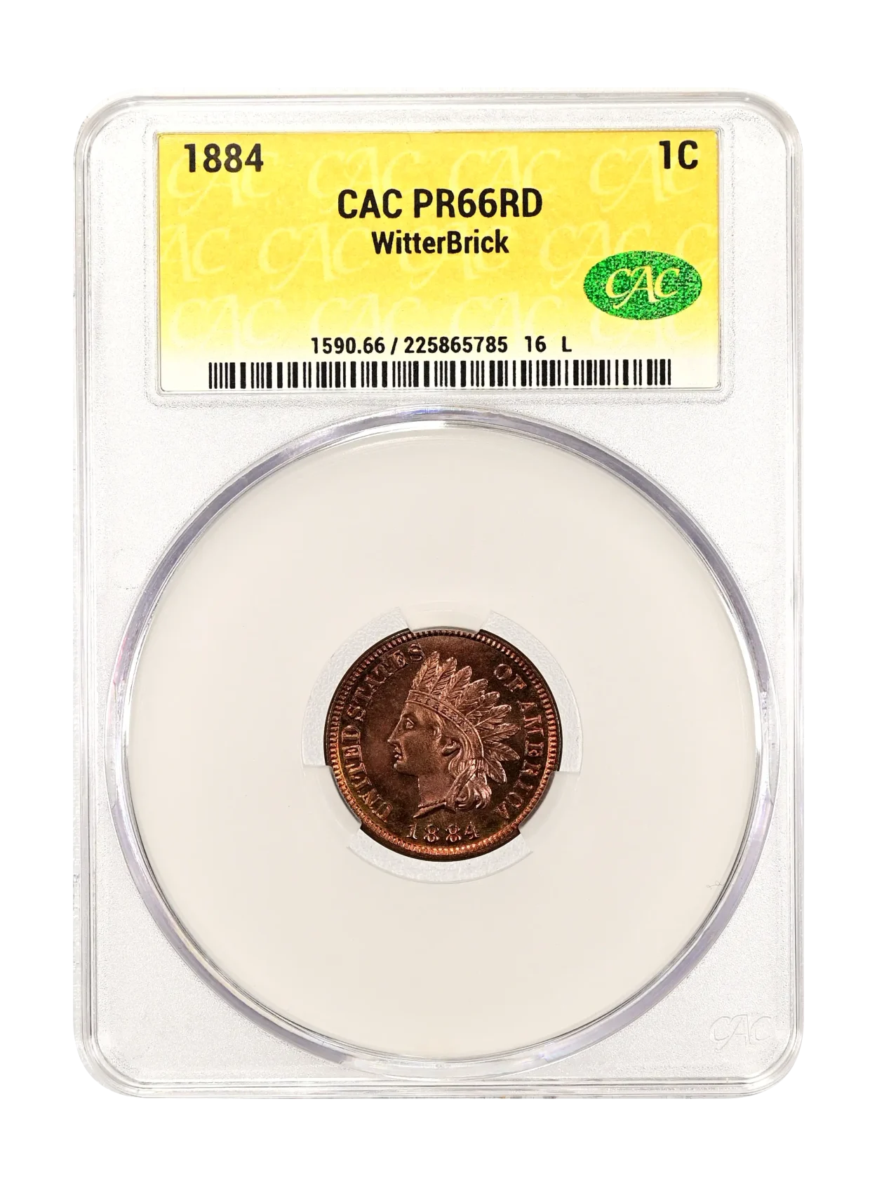 1884 1c CACG PR 66 RD WitterBrick
