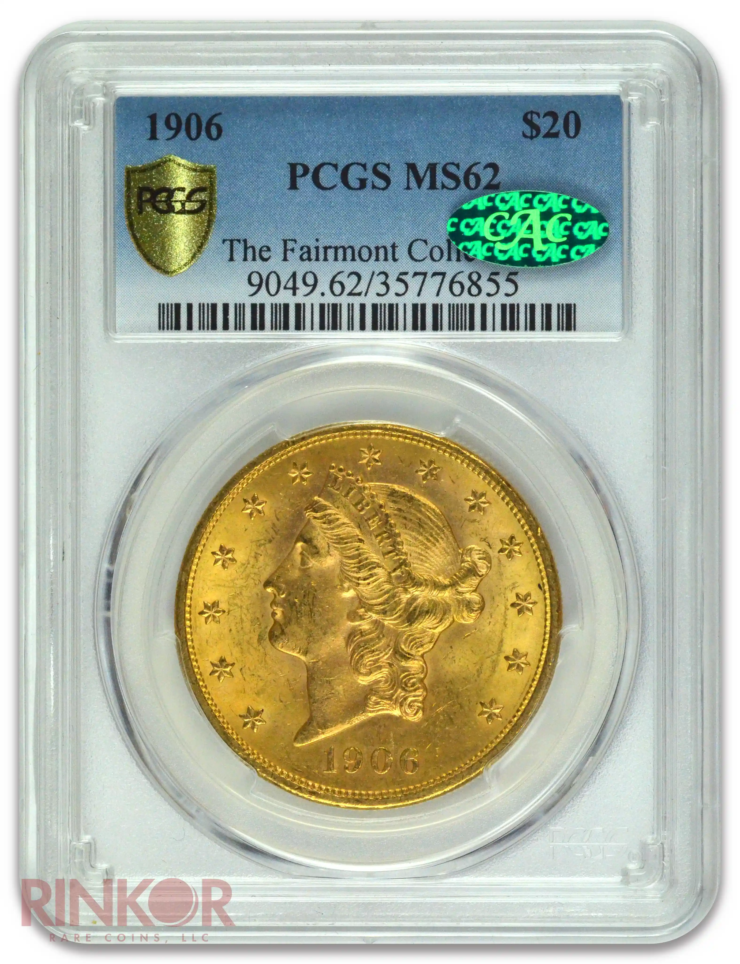 1906 $20 Liberty Head PCGS MS 62 CAC