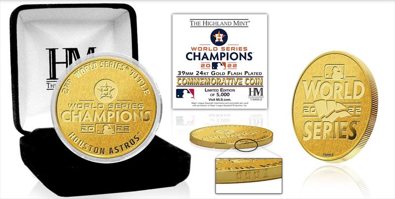 Houston Astros 2022 World Series Champions Gold Plated Mint Coin 