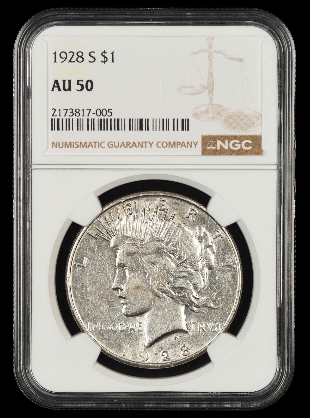 1928 S $1 NGC AU-50