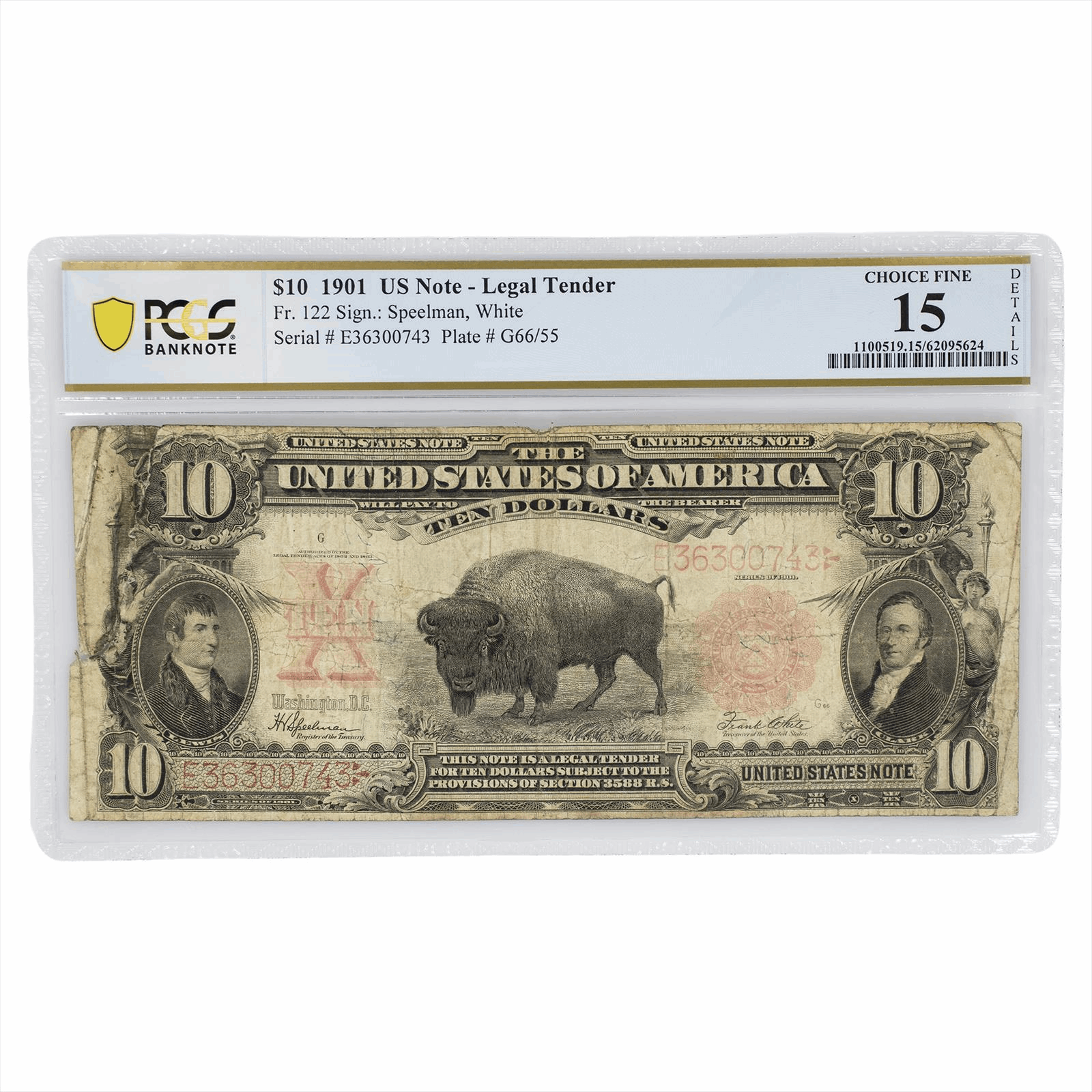 1901 $10 US Legal Tender Note FR#122 PCGS Choice Fine 15