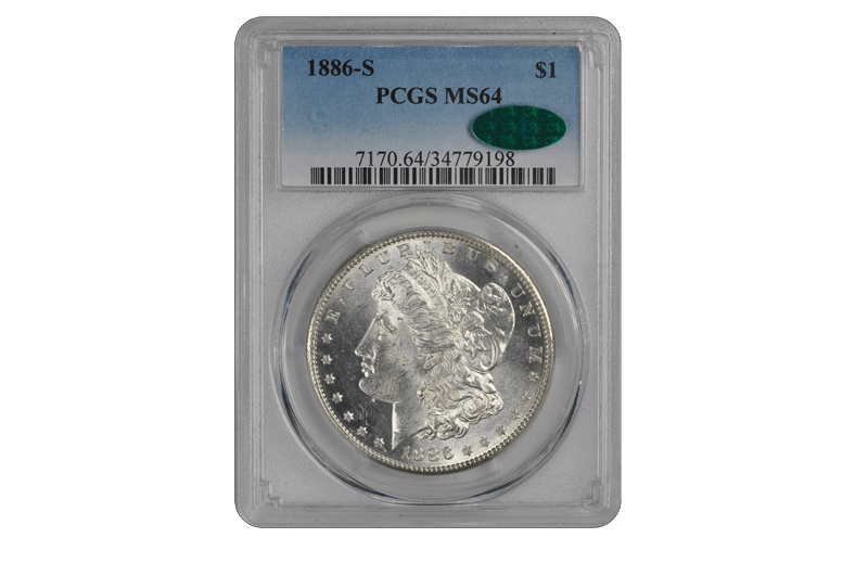1886-S $1 Morgan Dollar PCGS  (CAC) #3645-6 MS64