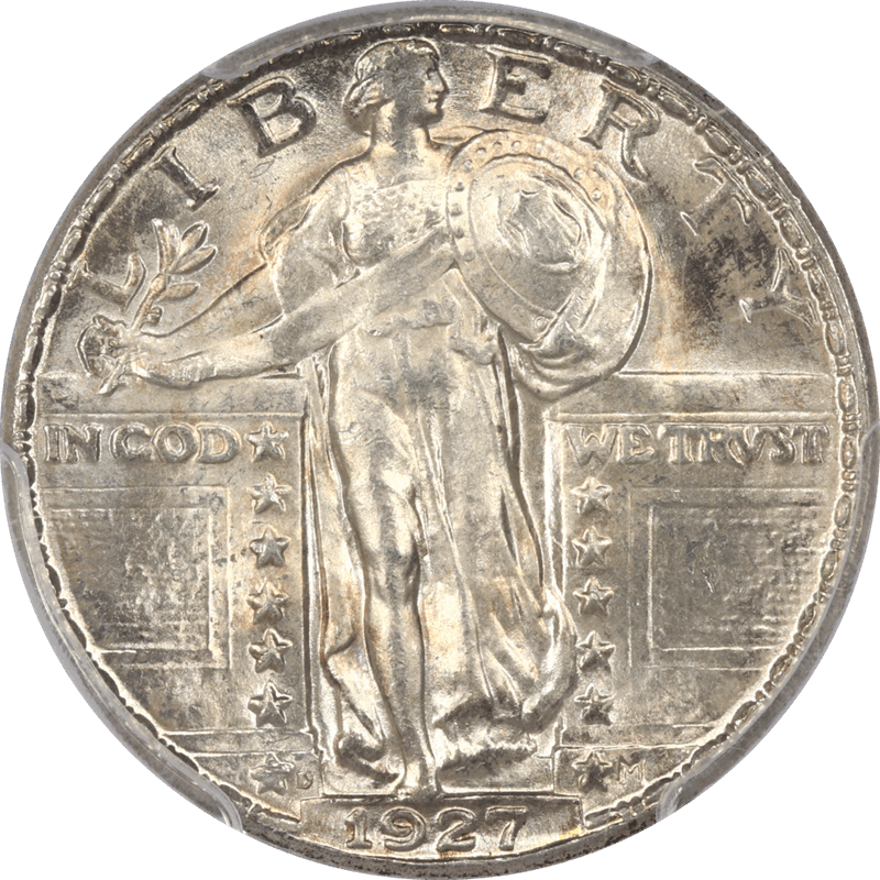1927-D Standing Liberty Quarter 25c PCGS and CAC MS66 Beautiful Frosty Coin with lots of Luster