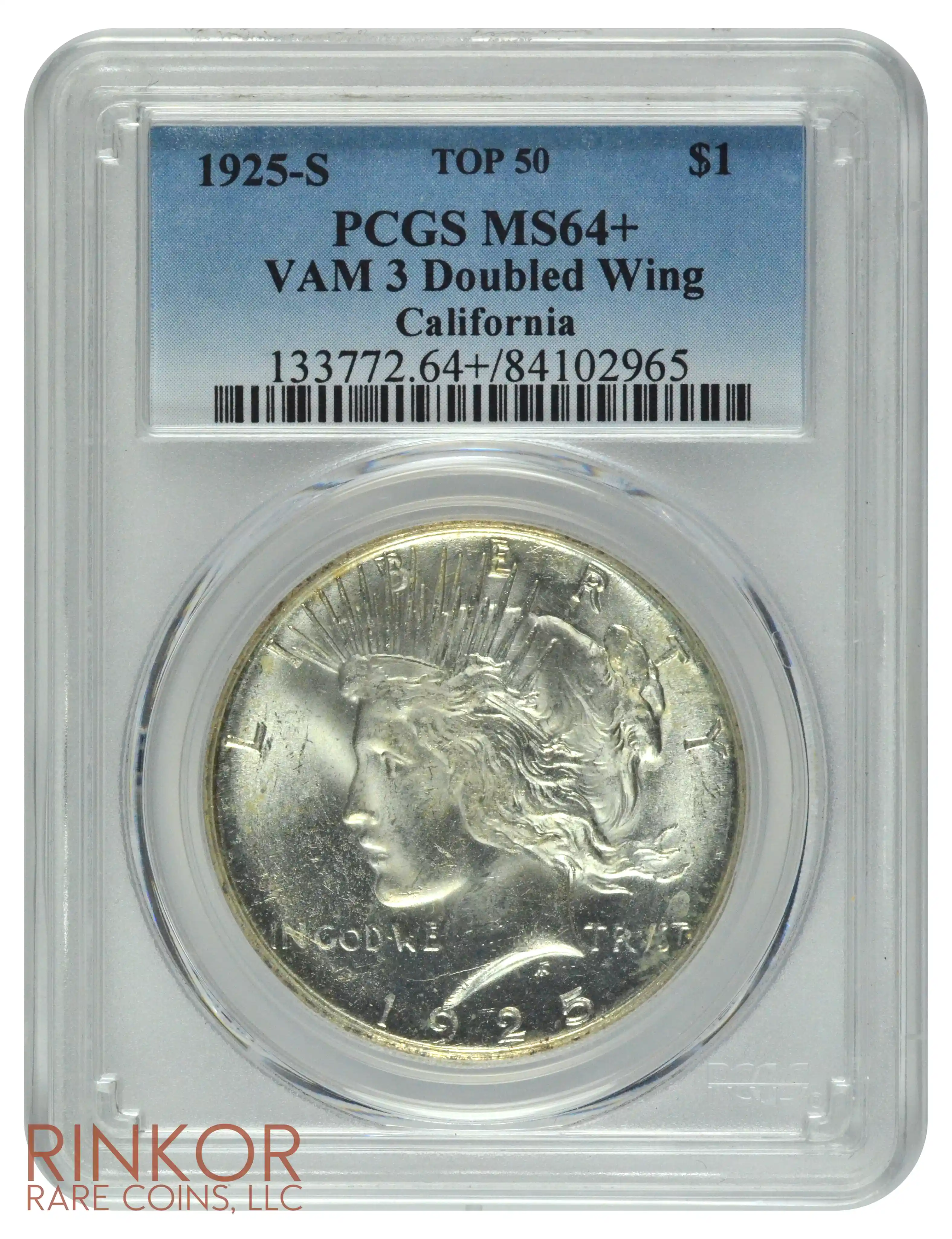 1925-S $1 VAM 3 Doubled Wing PCGS MS 64+