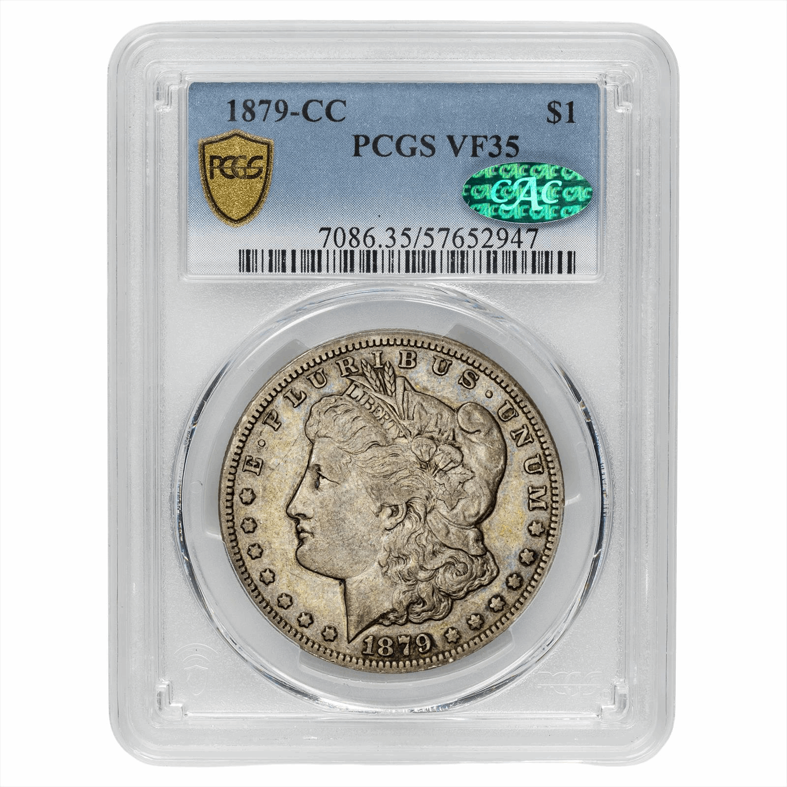 1879-CC Morgan Silver Dollar $1 PCGS VF 35 CAC