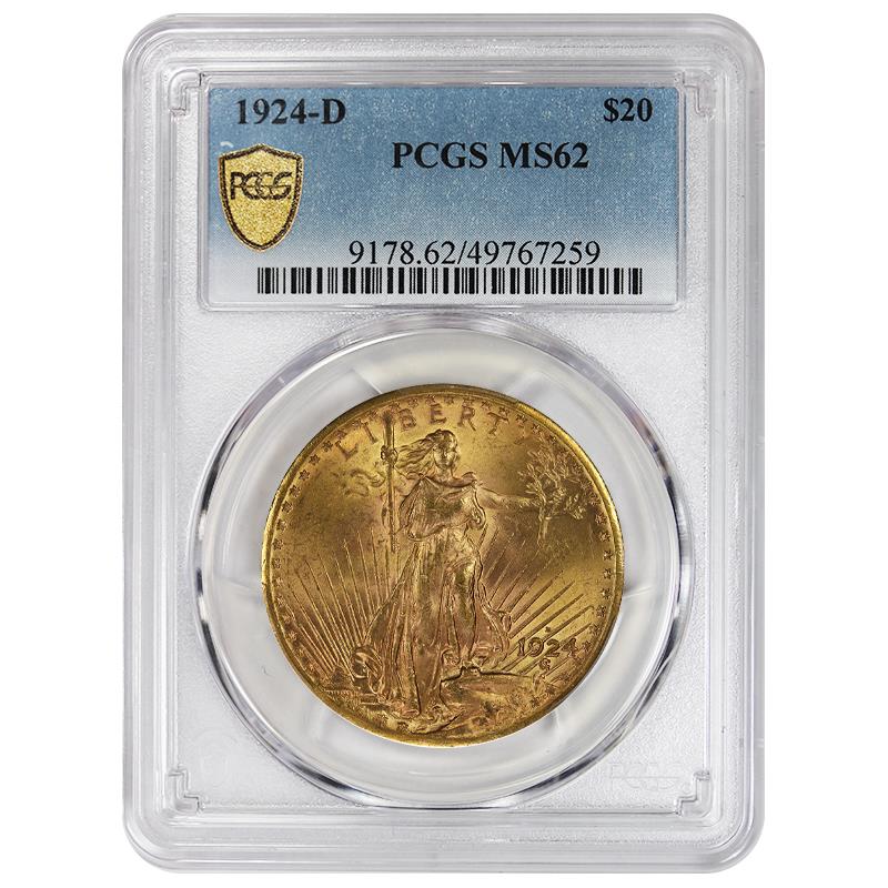 1924-D Saint Gaudens Gold Double Eagle, PCGS  MS 62 - Scare Issue