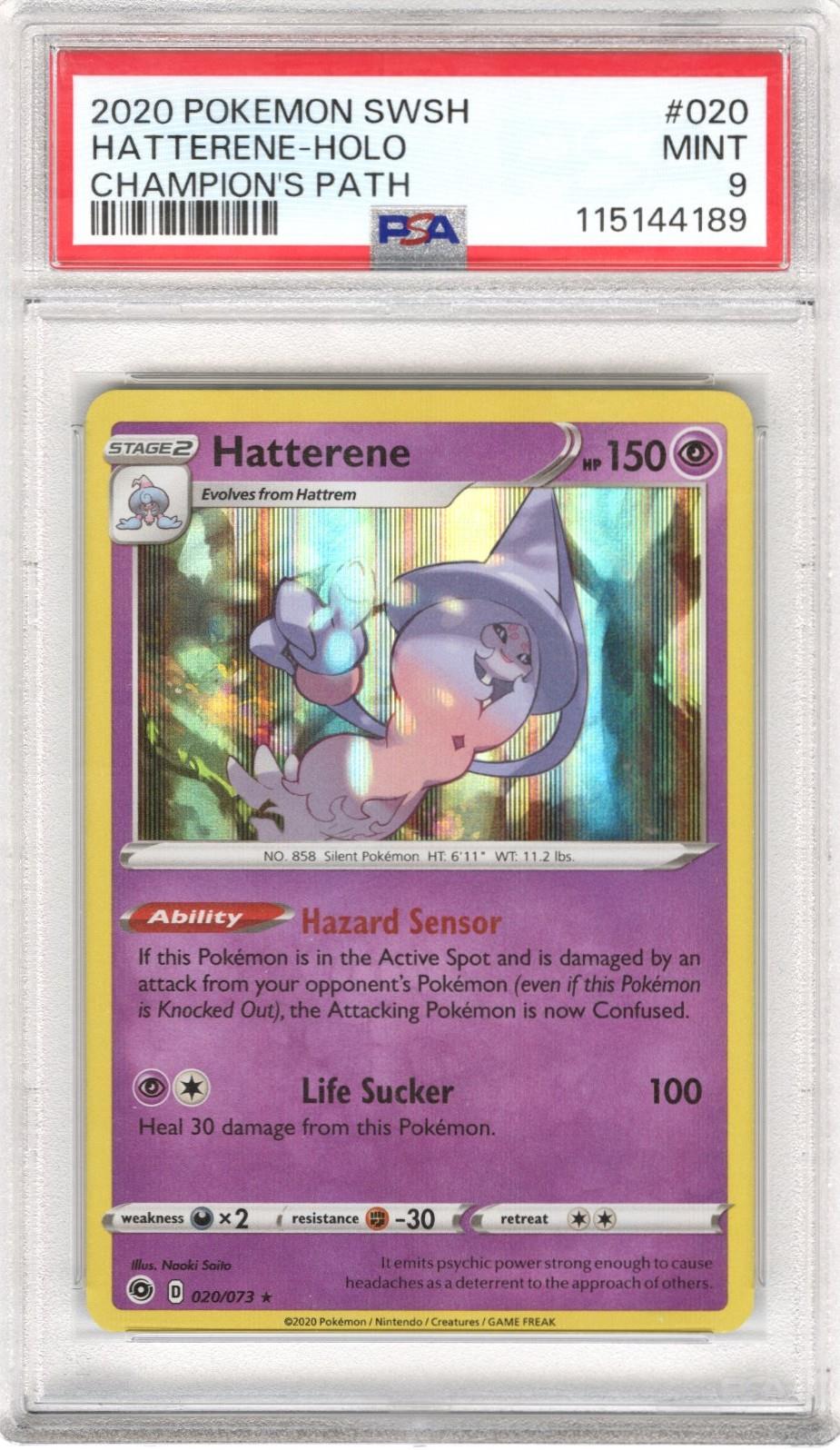 2020 Pokemon SWSH Champions Pat Hatterene Holo #020 PSA MINT 9 