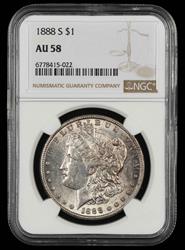 1888 S $1 NGC AU 58