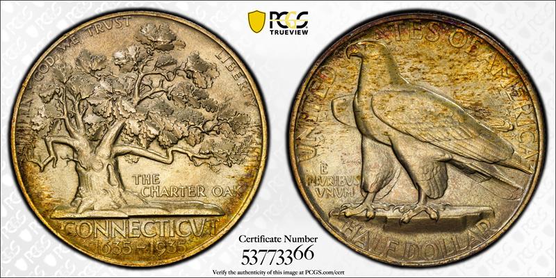 1935 Connecticut 50C PCGS MS 67 CAC