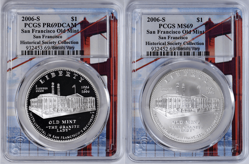2006-S $1 San Francisco Old Mint PCGS MS69 PR69DCAM SF Historic Society Collection Set 