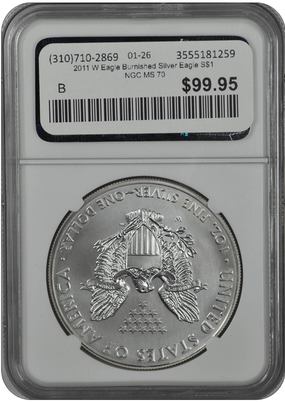 2011 W Eagle Burnished Silver Eagle S$1 NGC