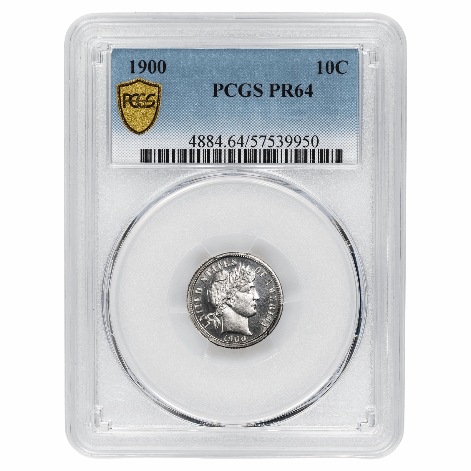 1900 Barber Dime 10C PCGS PR 64