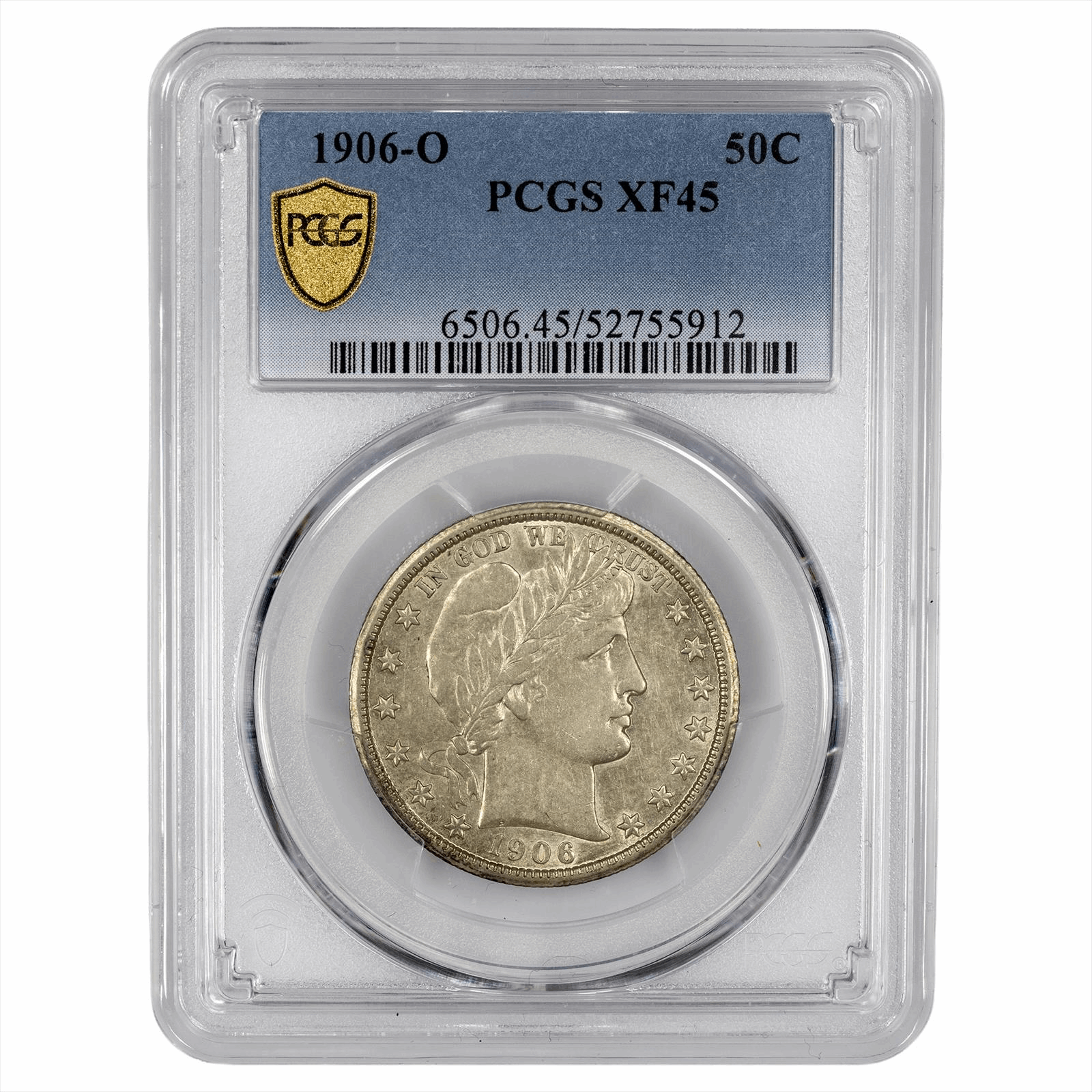 1906-O Barber Half Dollar 50C PCGS XF 45