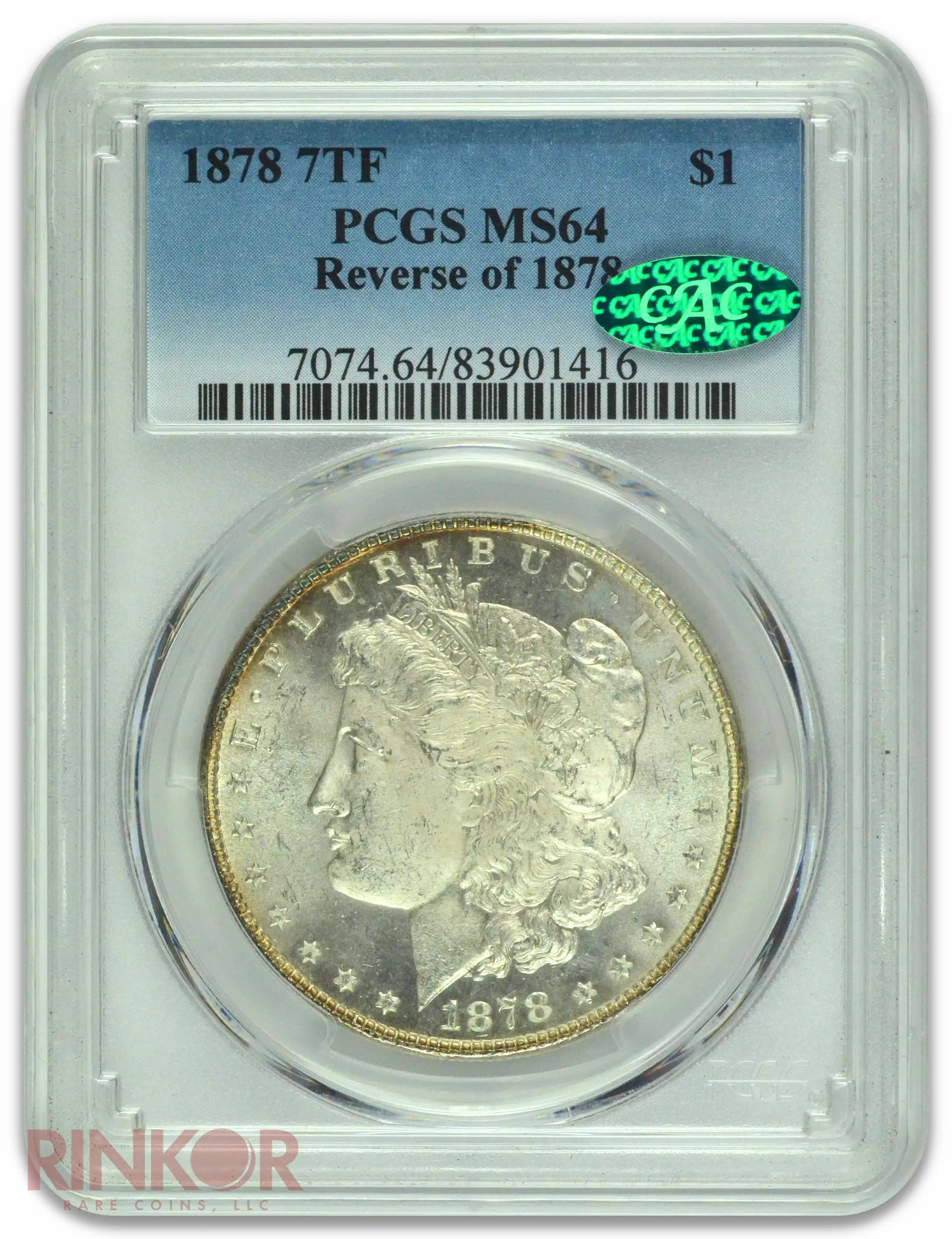 1878 7TF Reverse of 1878 $1 Morgan Dollar PCGS MS 64 CAC