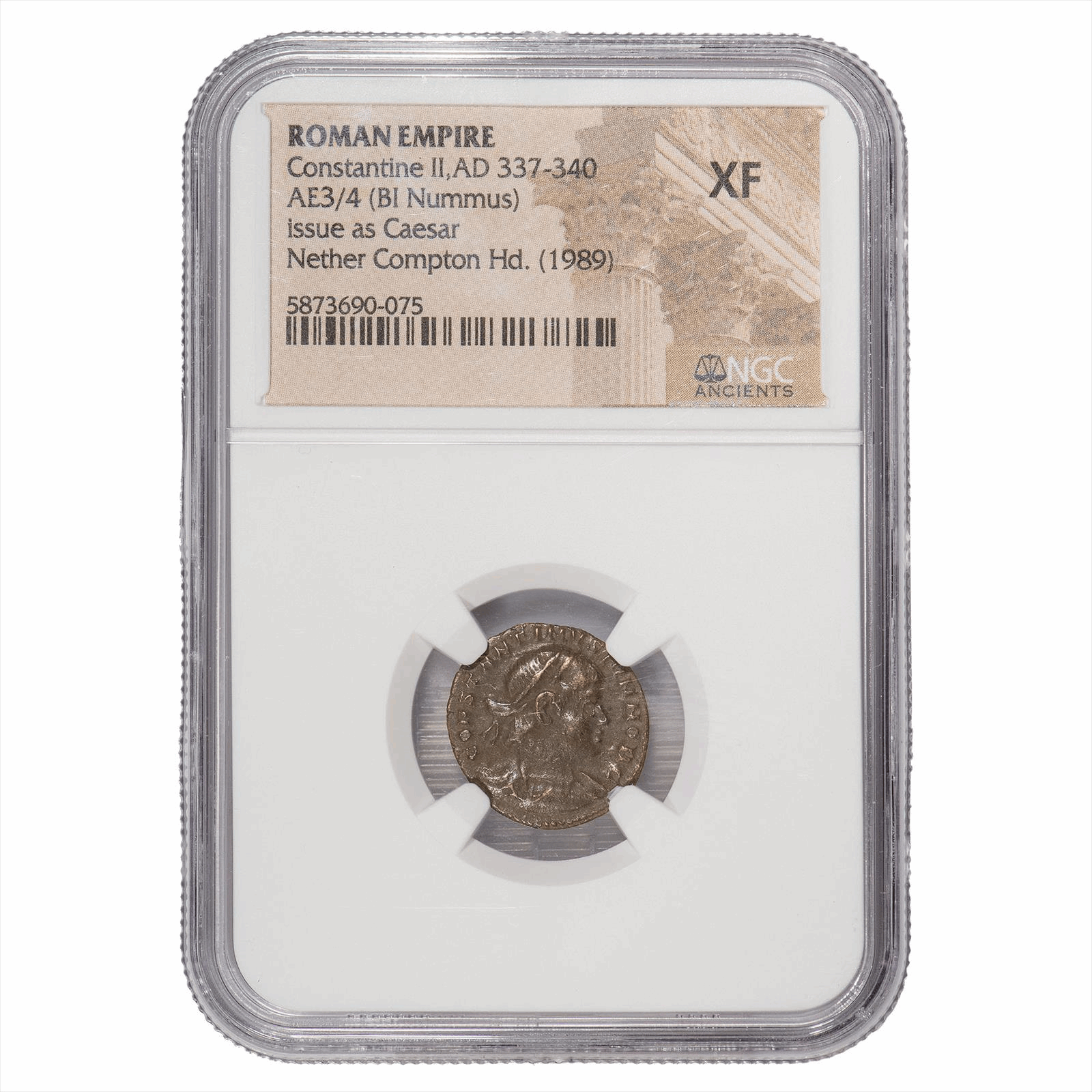 Roman Empire Constantine II AD 337-340 AE3/4 BI Nummus NGC XF 