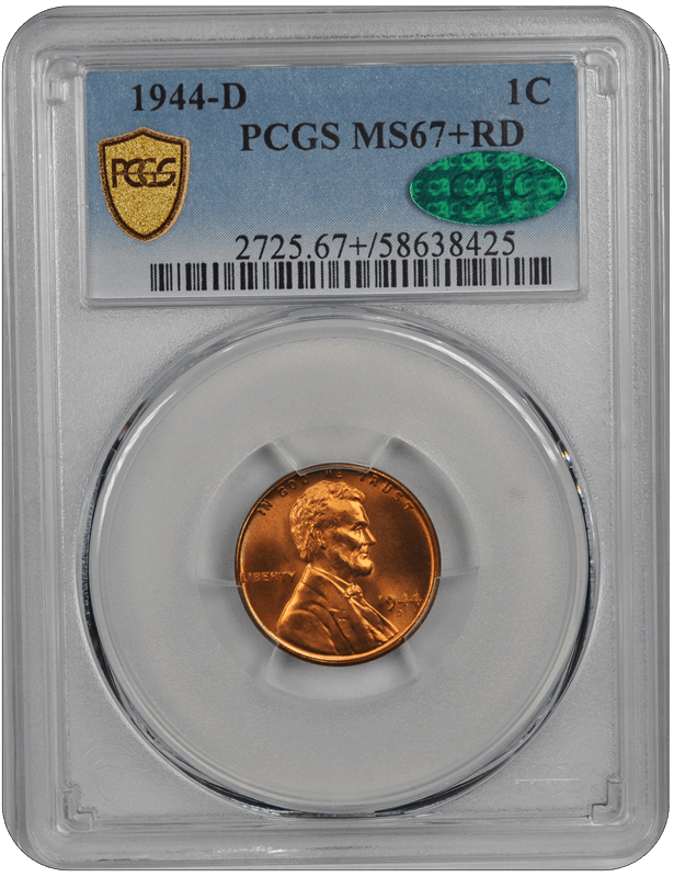 1944-D Lincoln PCGS CAC RD 67+