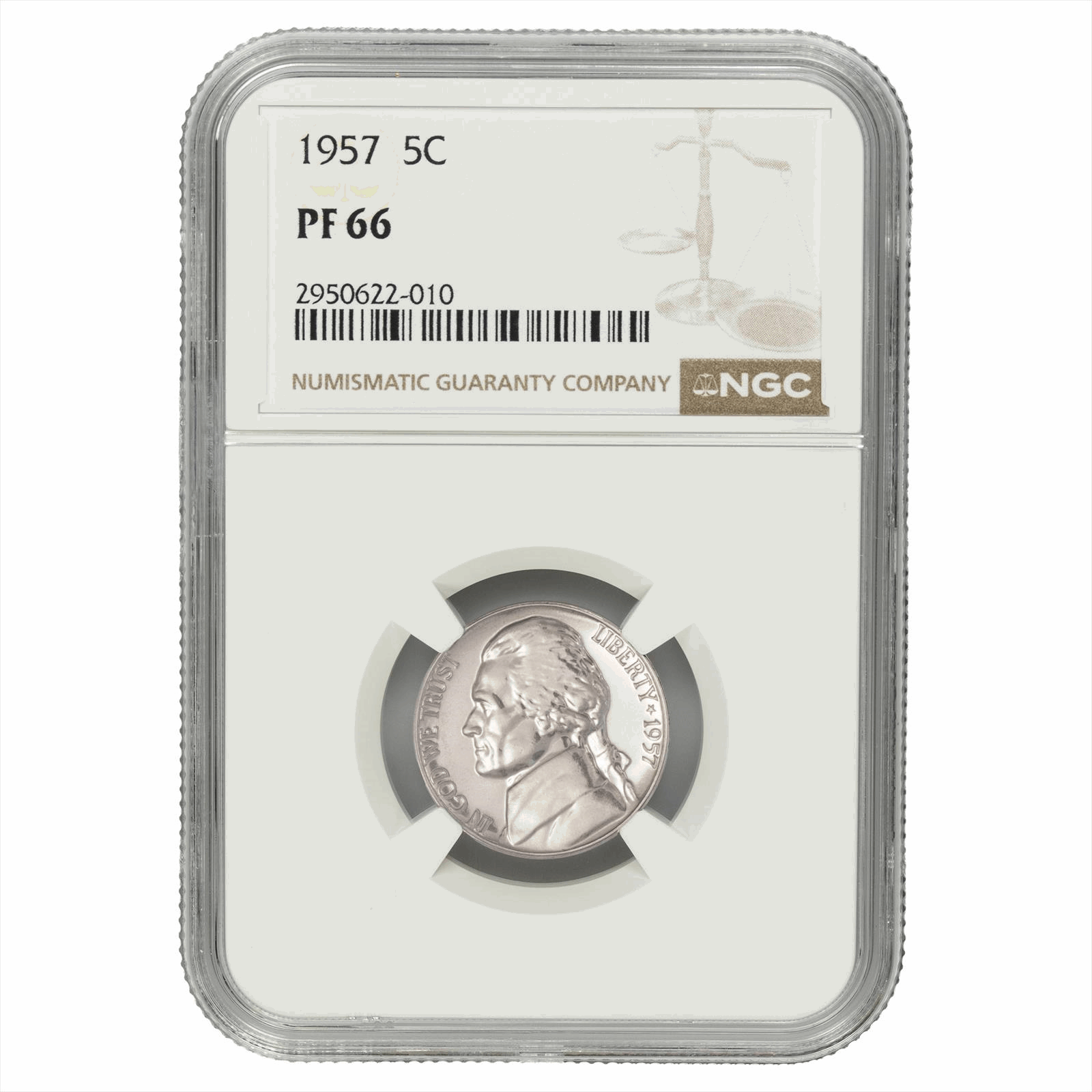 1957 Jefferson Nickel 5C NGC PF 66