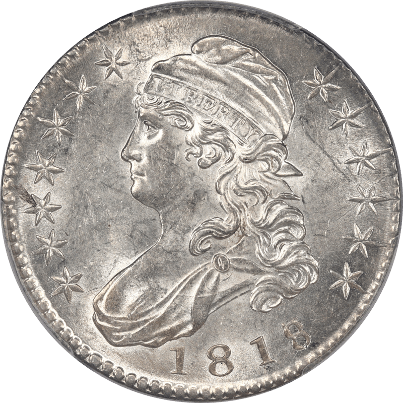 1818/7 Capped Bust Half Dollar 50c PCGS MS62 Overton 103a Large 8 