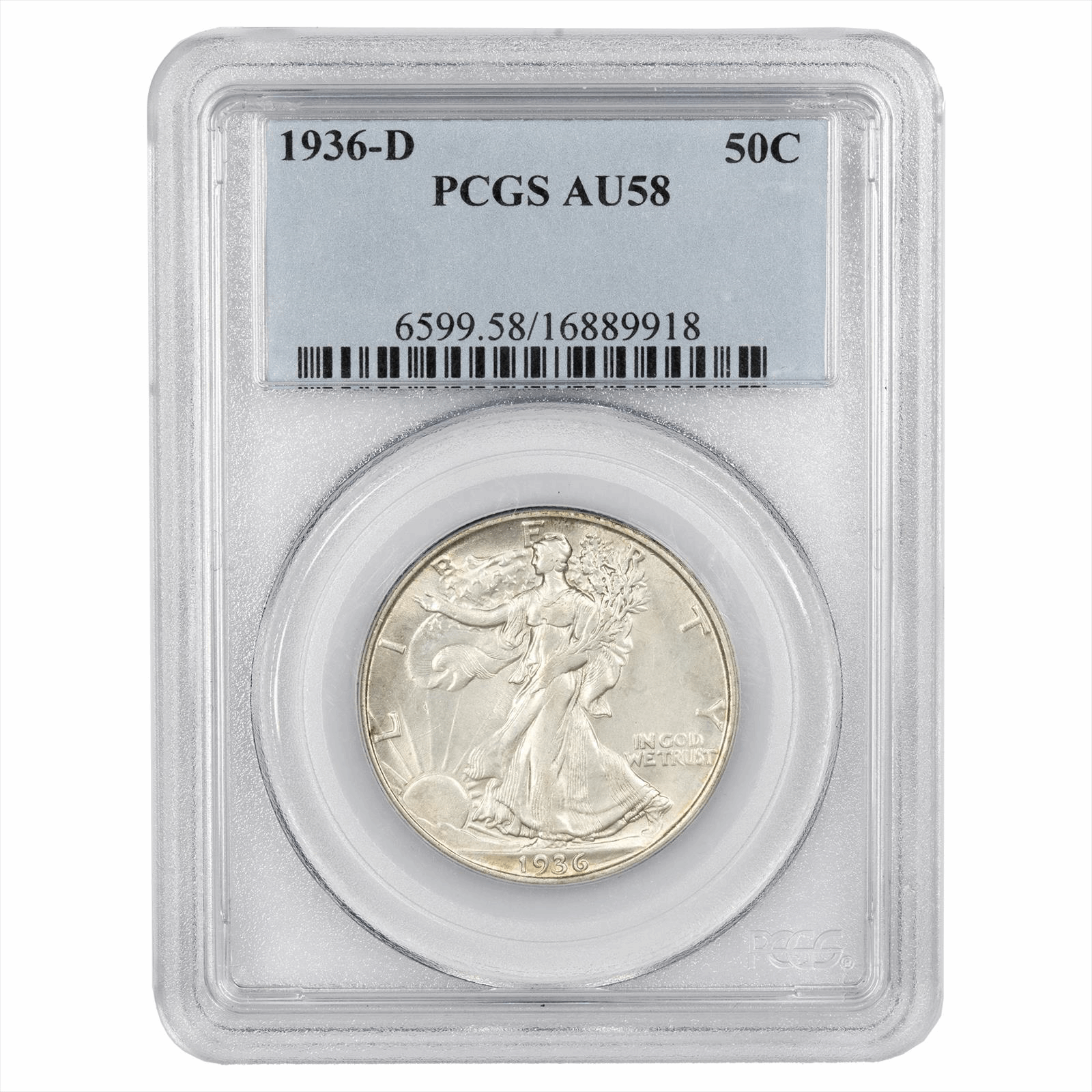 1936-D Walking Liberty 50c PCGS AU 58 