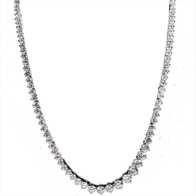 Platinum Graduating Diamond Tennis Necklace - Approx: 9.82ctw 