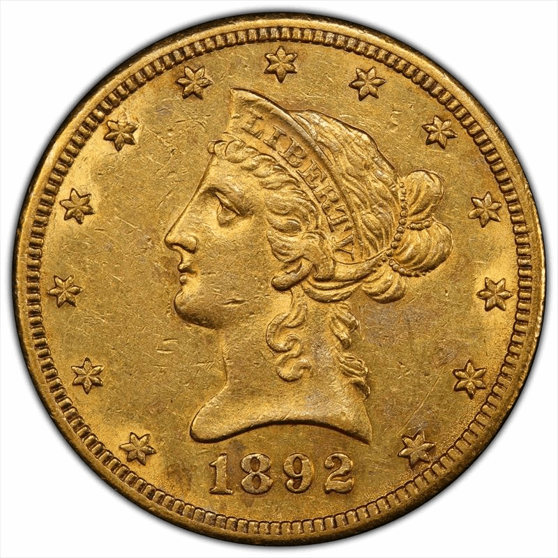 1892-CC TDR FS-801 $10 PCGS AU-50 CAC