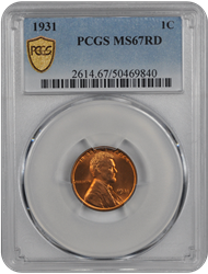 1931 Lincoln PCGS RD 67