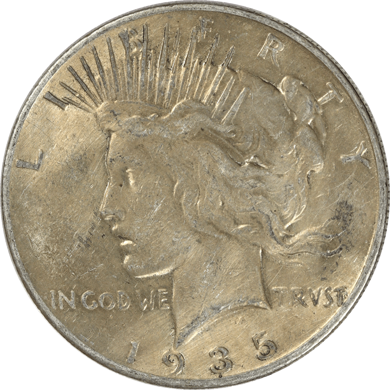 1935-S Peace Silver Dollar $1, Circulated, Extra Fine