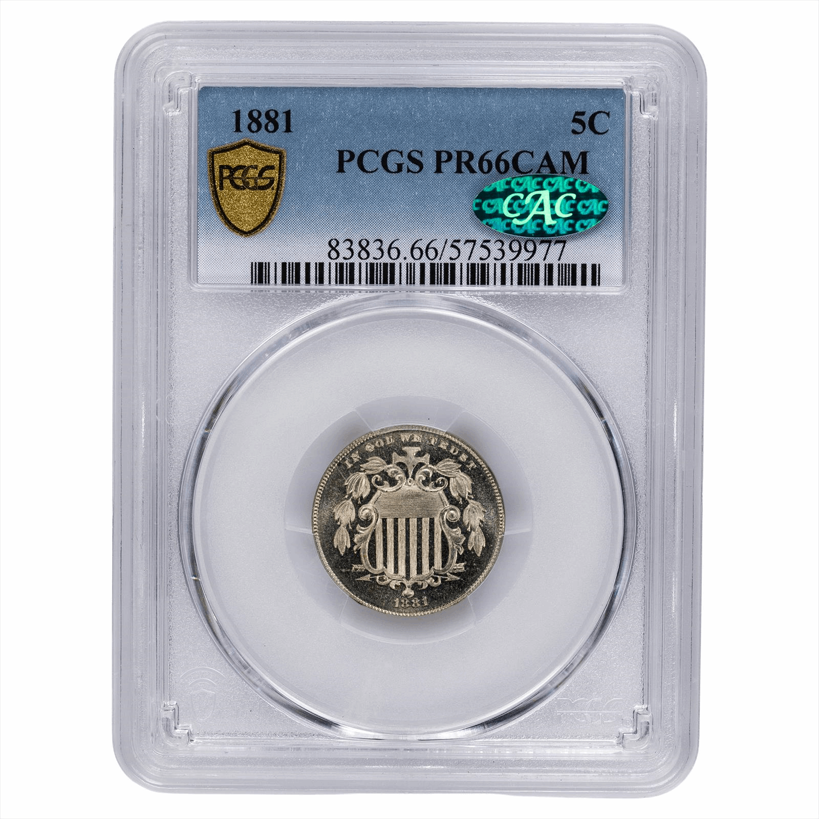 1881 Shield Nickel 5C PCGS PR 66 CAM