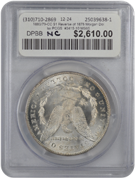 1880/79-CC $1 Reverse of 1878 Morgan Dollar PCGS  #3415-10 MS65