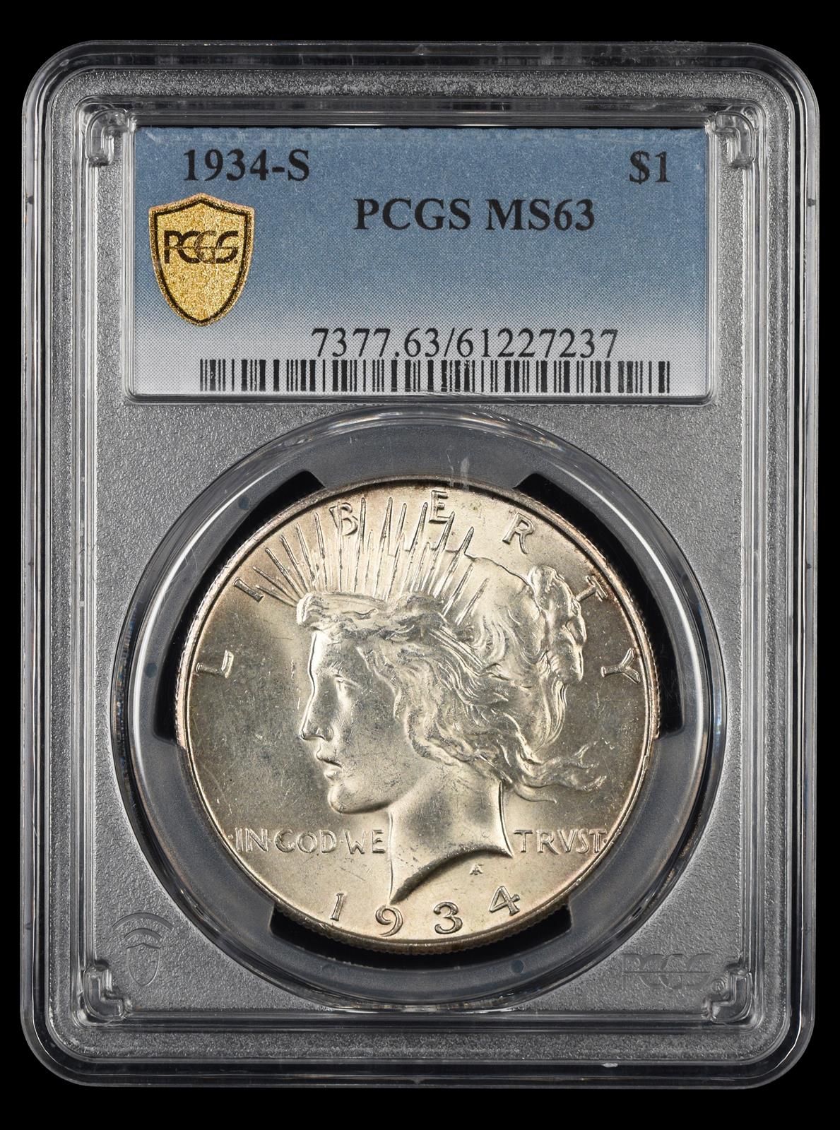1934 S $1 PCGS  MS63