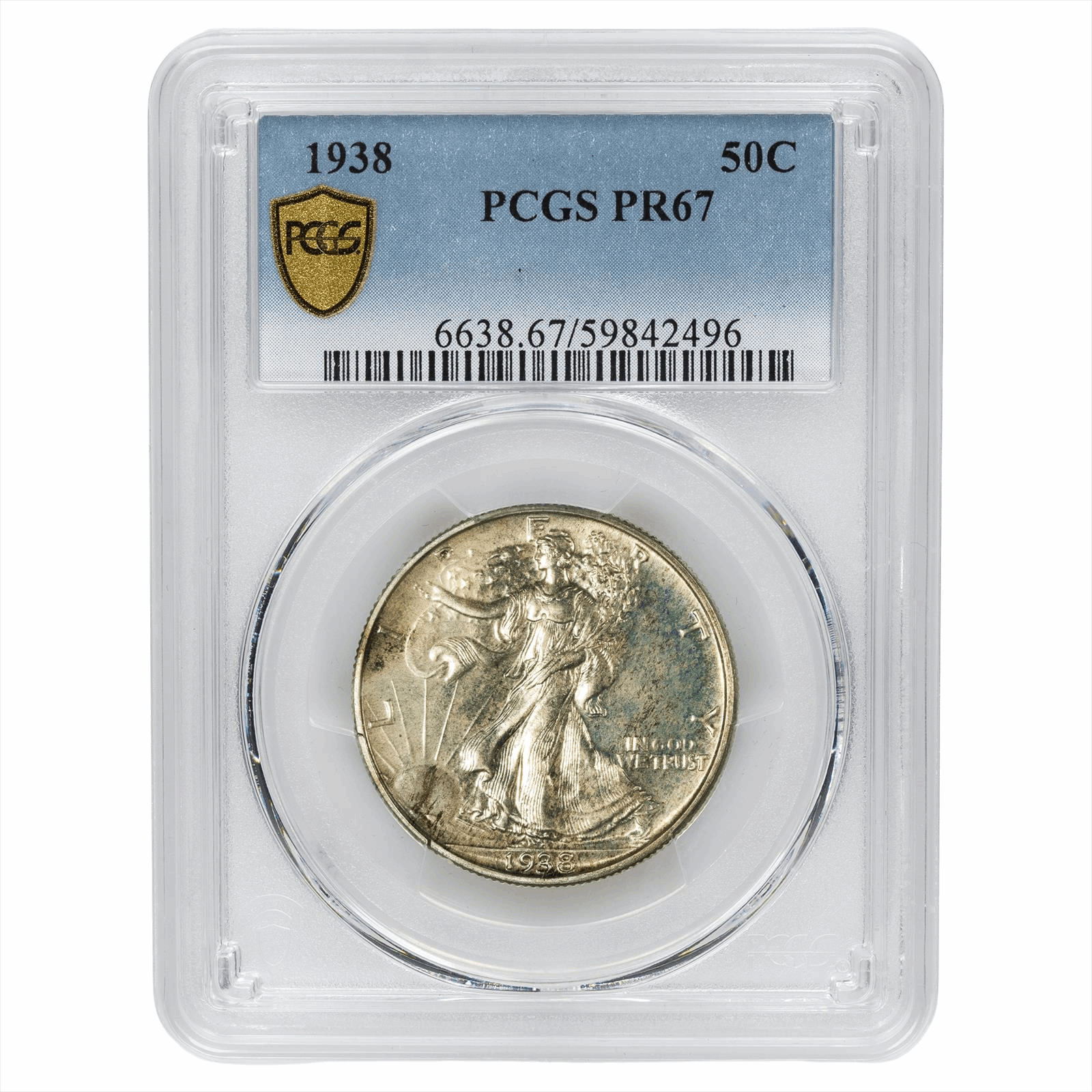 1938 Walking Liberty Half Dollar 50C PCGS PR 67