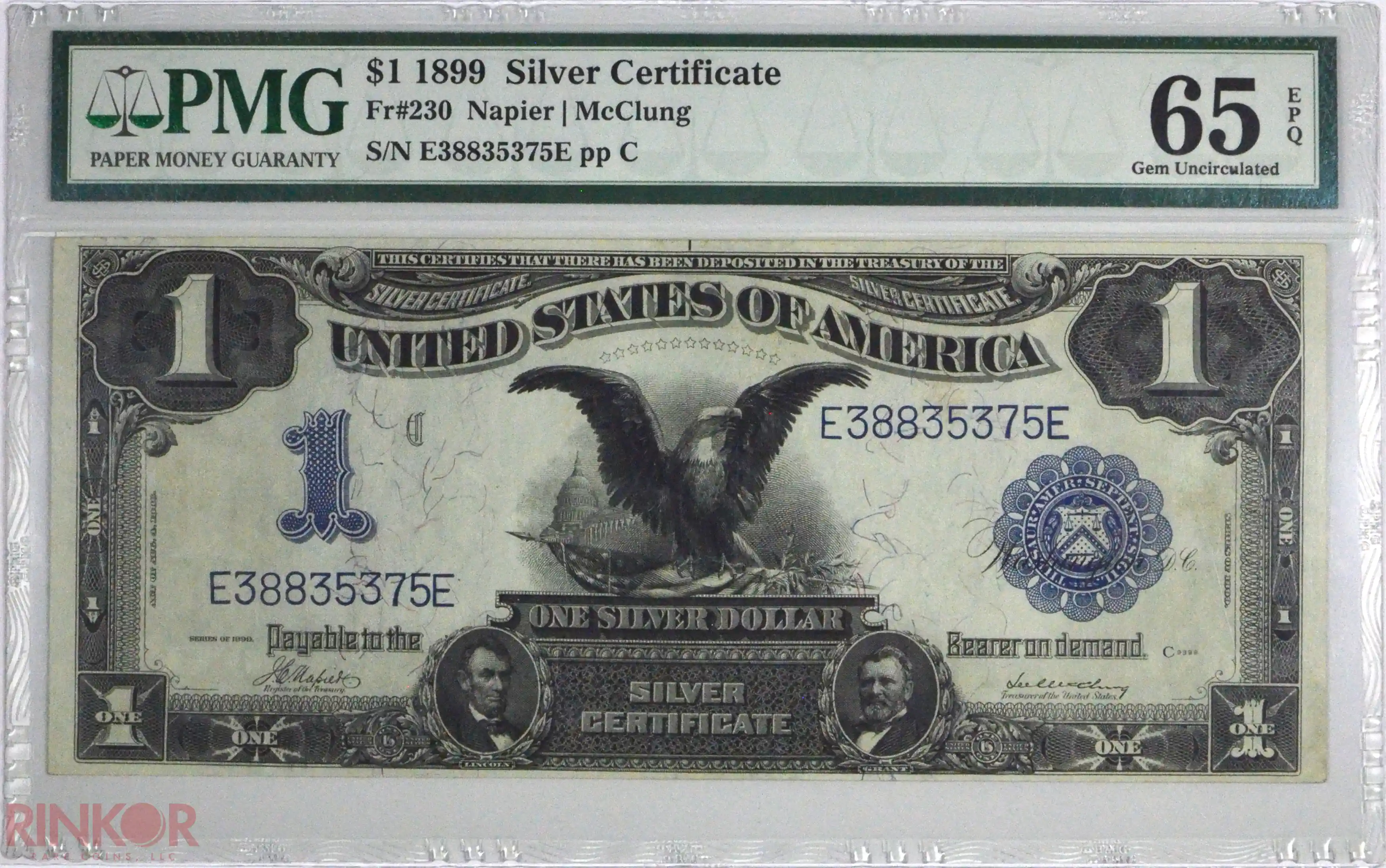 1899 $1 Fr. 233 Silver Certificate PMG CU 65 EPQ