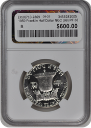 1950 Franklin Half Dollar NGC (99) PF 66