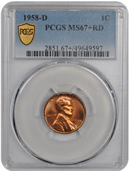 1958-D Lincoln PCGS RD 67+