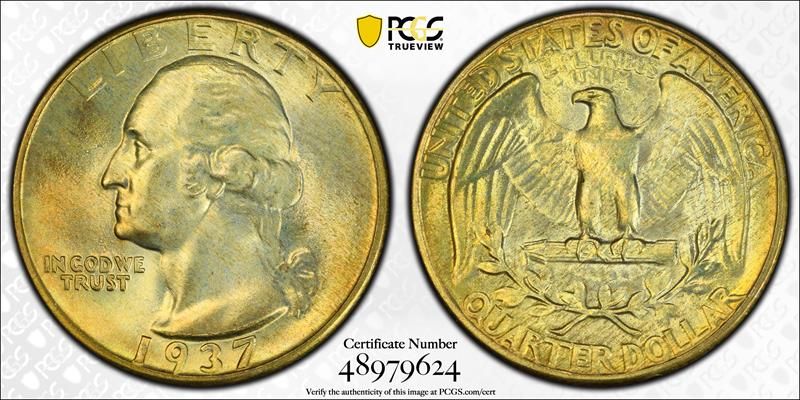 1937 25C PCGS MS 67+ CAC