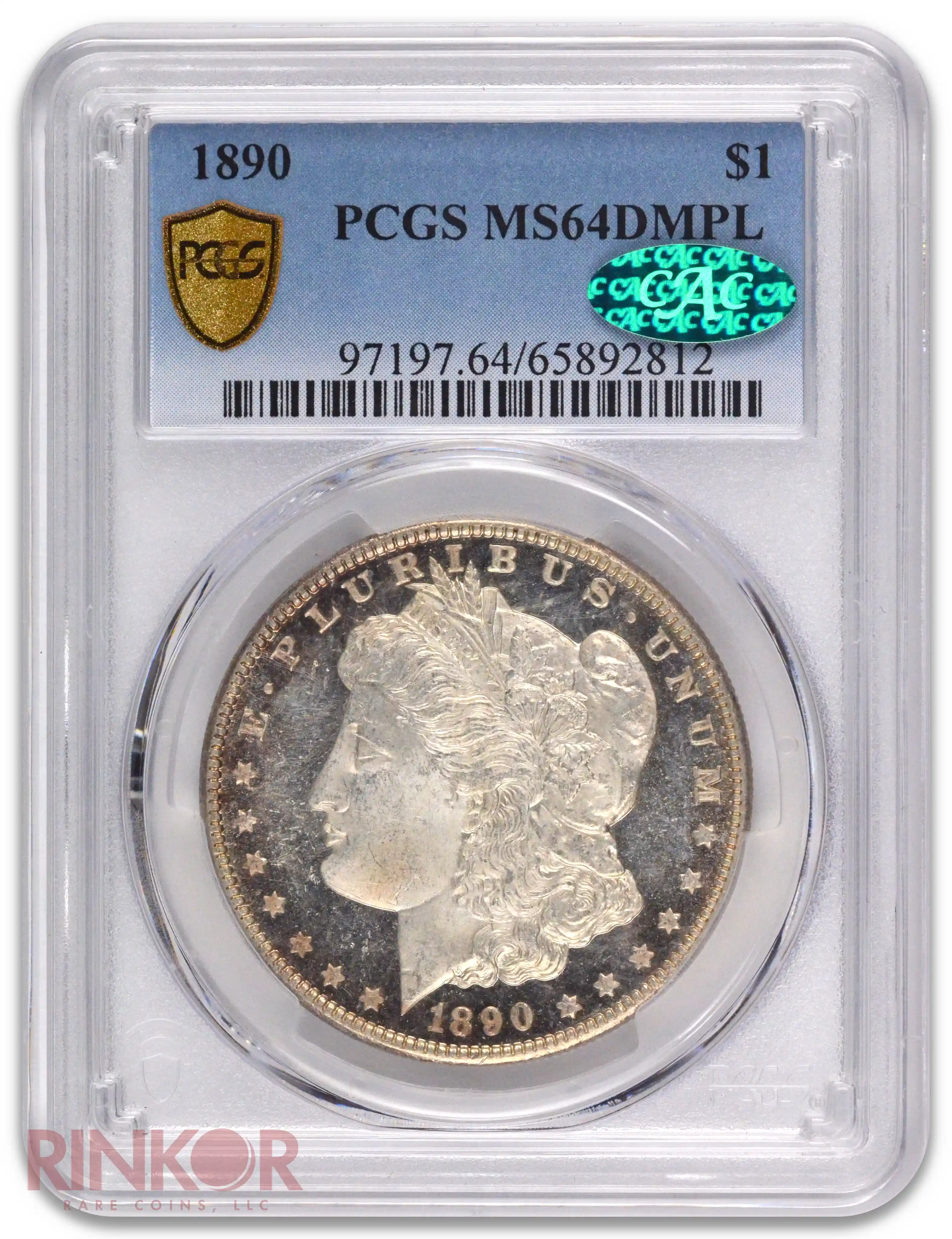1890 $1 Morgan Dollar PCGS MS 64 DMPL CAC