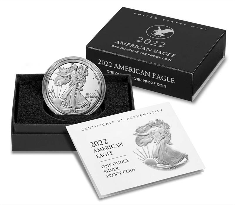 2022 1oz Proof American Silver Eagle in Box and COA