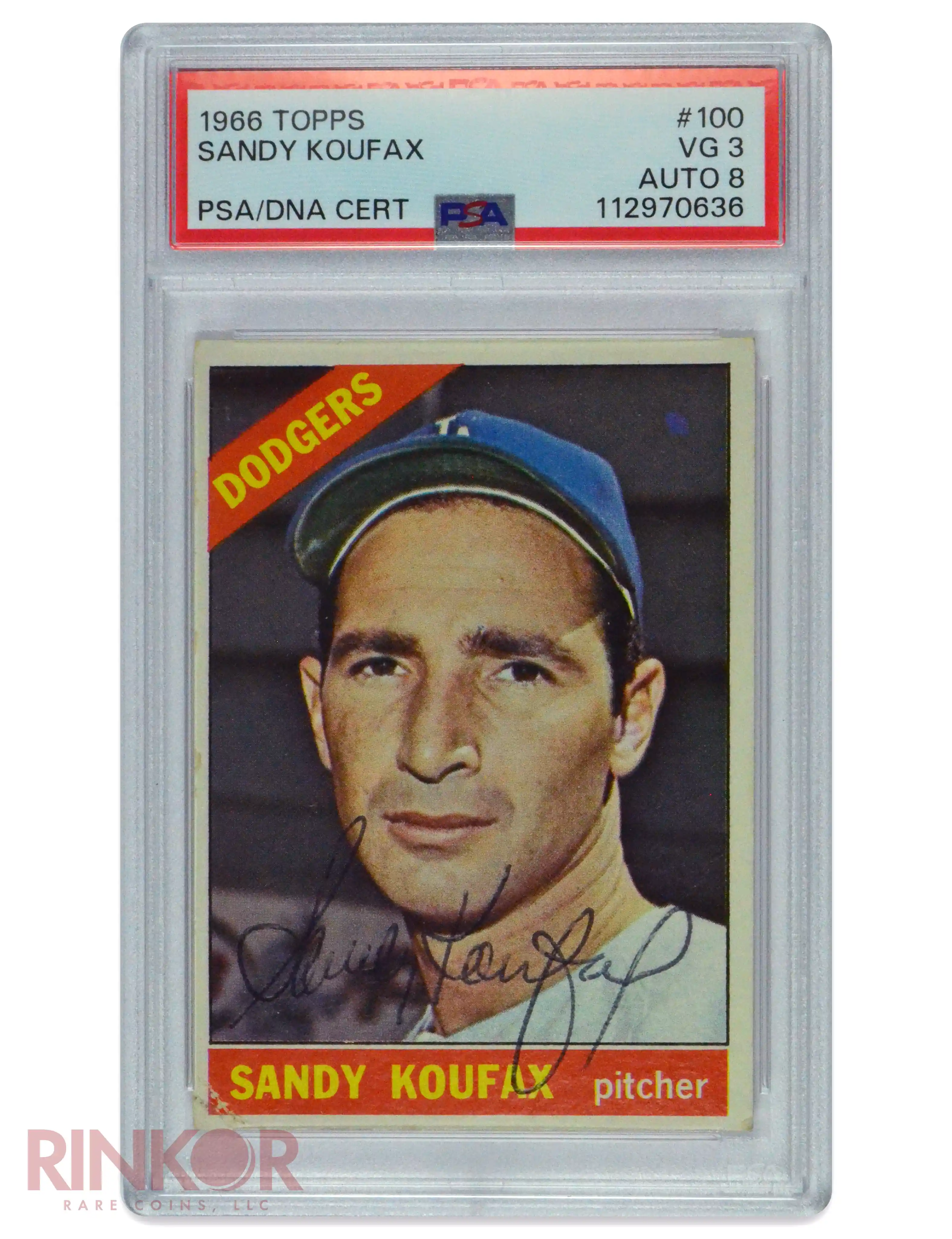 1966 Topps Sandy Koufax #100 Auto PSA VG 3 AUTO 8