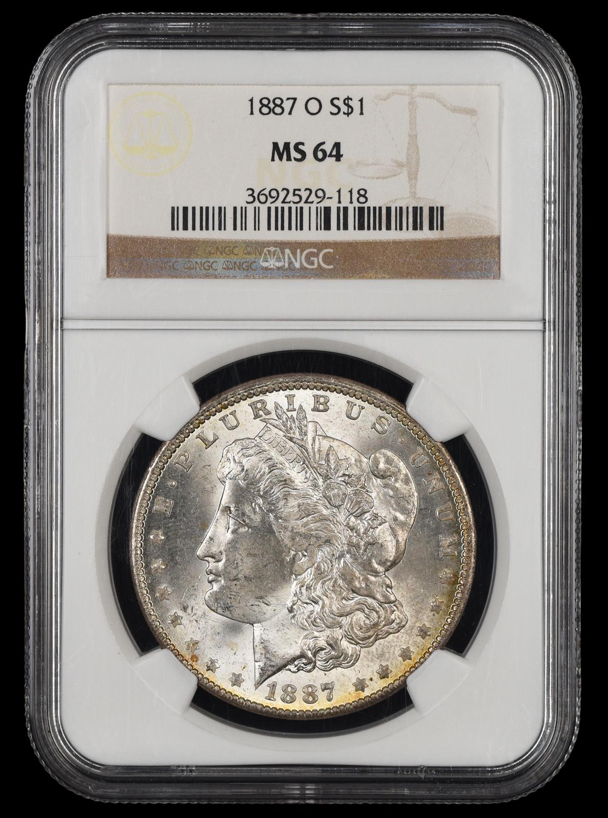 1887 O $1 NGC MS 64
