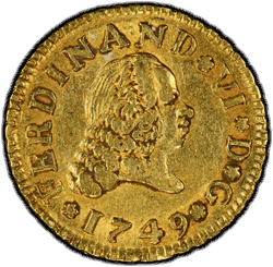 1749-M JB Spain Gold 1/2 Escudo Calico-551 PCGS AU53 