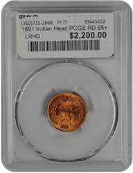 1891 Indian Head PCGS RD 65+