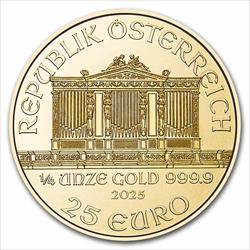 2025 25 Euro 1/4oz. Austrian Gold Philharmonic, BU 