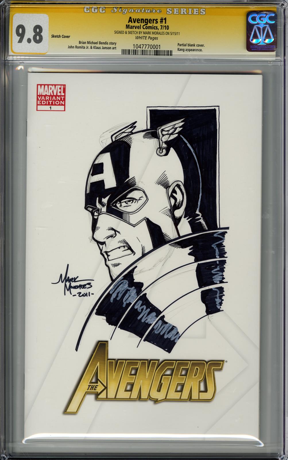 Avengers #1 CGC Signature Series 9.8(Marvel, 2010) Signed & Sketch by Mark Morales 